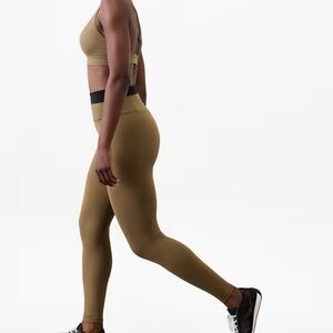 NWT Athleta Double Up Ultra High Rise Elation Tights Medium Tan and Black